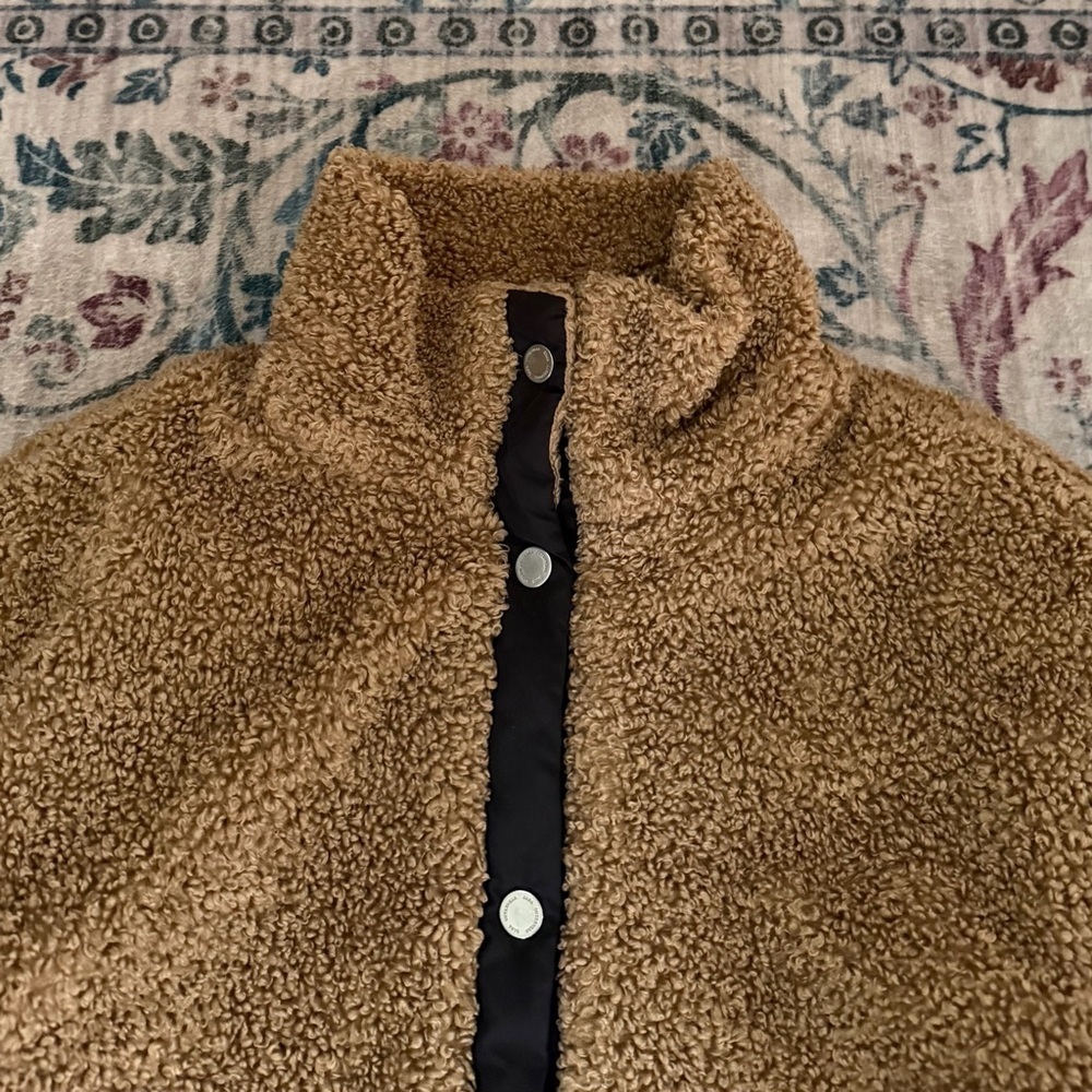 ZARA Girls Brown Teddy Sherpa Jacket Cozy Fleece Snap Front Puffer Style - Picture 2 of 6